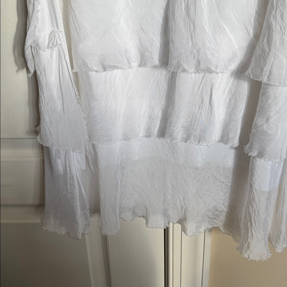 BECCA Italian White 100% Silk Layered Tiered Maxi Skirt Summer Size One Size - Picture 10 of 14